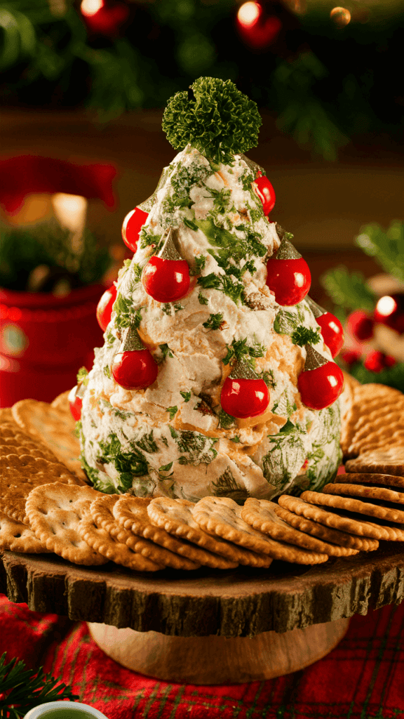 Christmas Tree Cheese Ball Platter