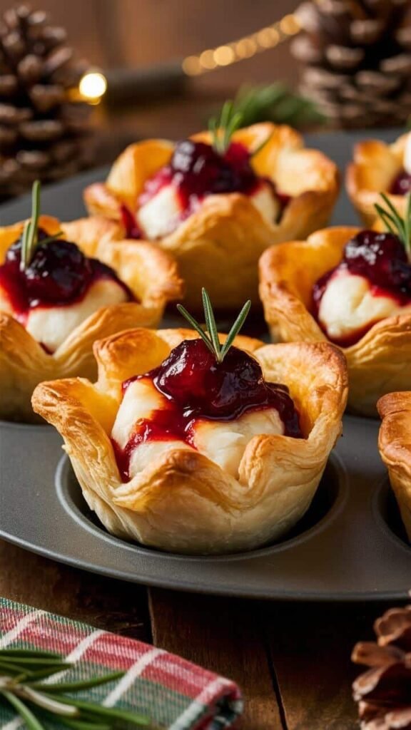 Cranberry Brie Puff Pastry Bites