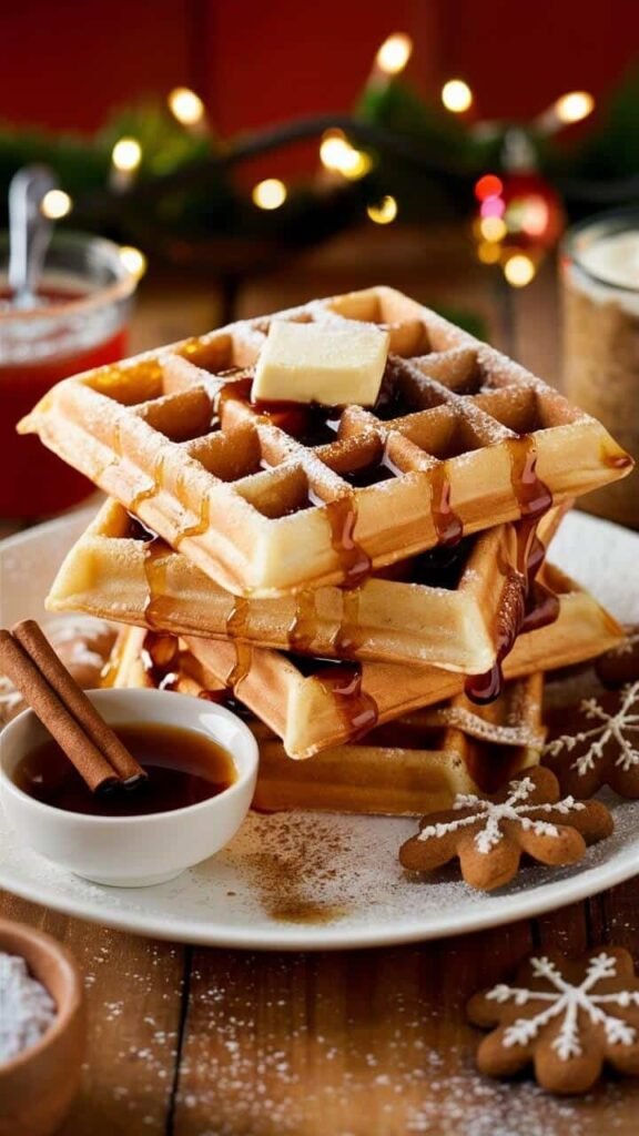 Gingerbread Waffles with Spiced Syrup