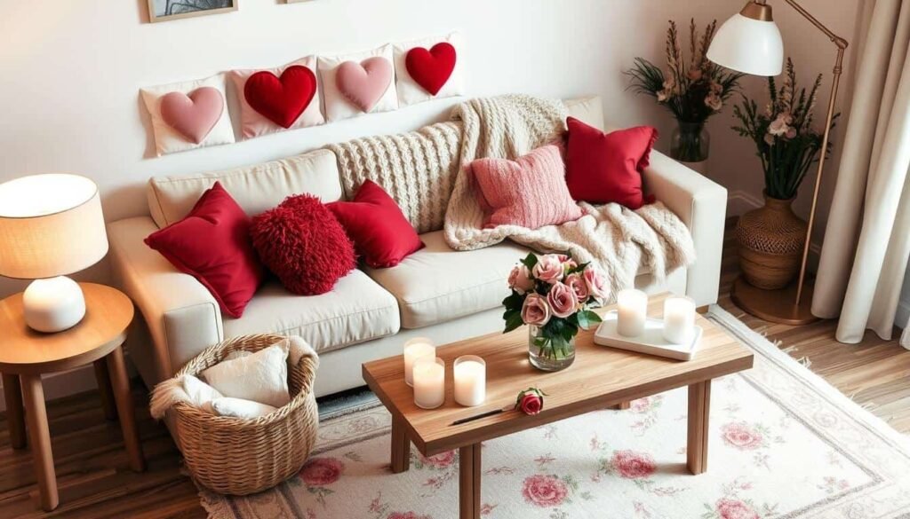 cozy living room Valentine's textiles cozy living room Valentine's textiles