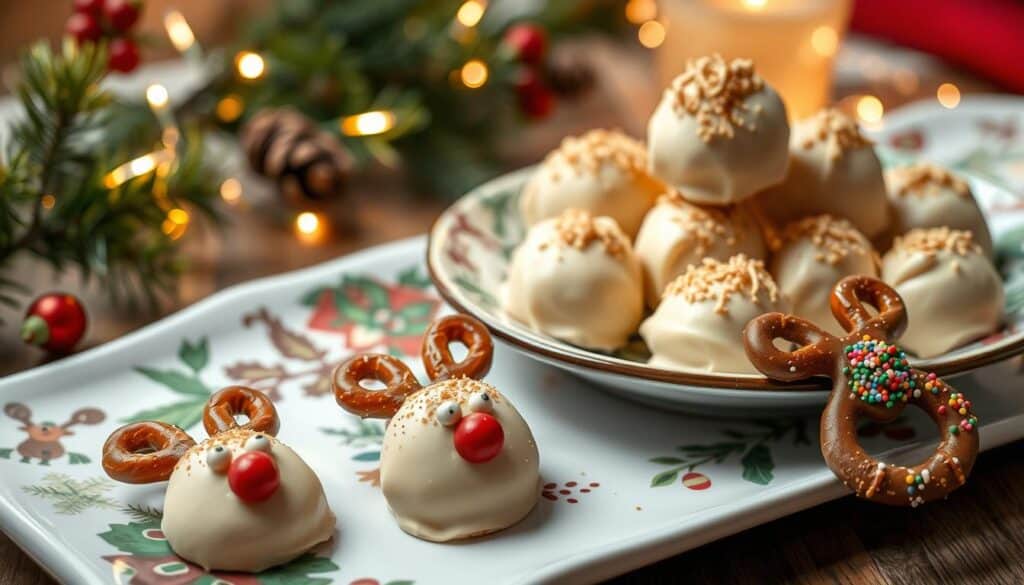 eggnog truffles and reindeer pretzels