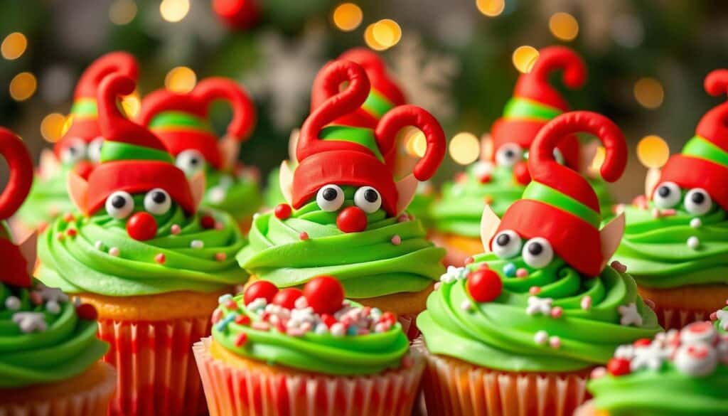 elf-themed cupcakes