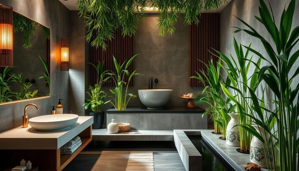 spa-inspired bathroom plants