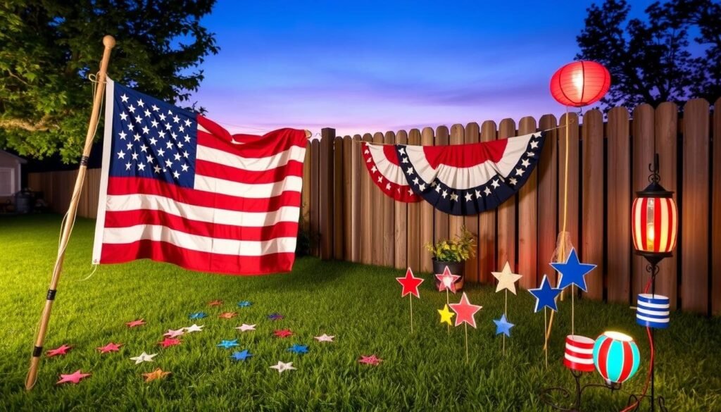 American flag yard decor