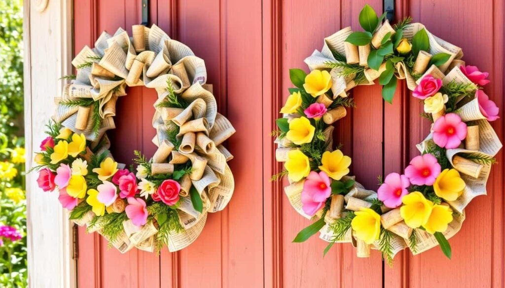 DIY spring wreaths made with upcycled materials DIY spring wreaths made with upcycled materials