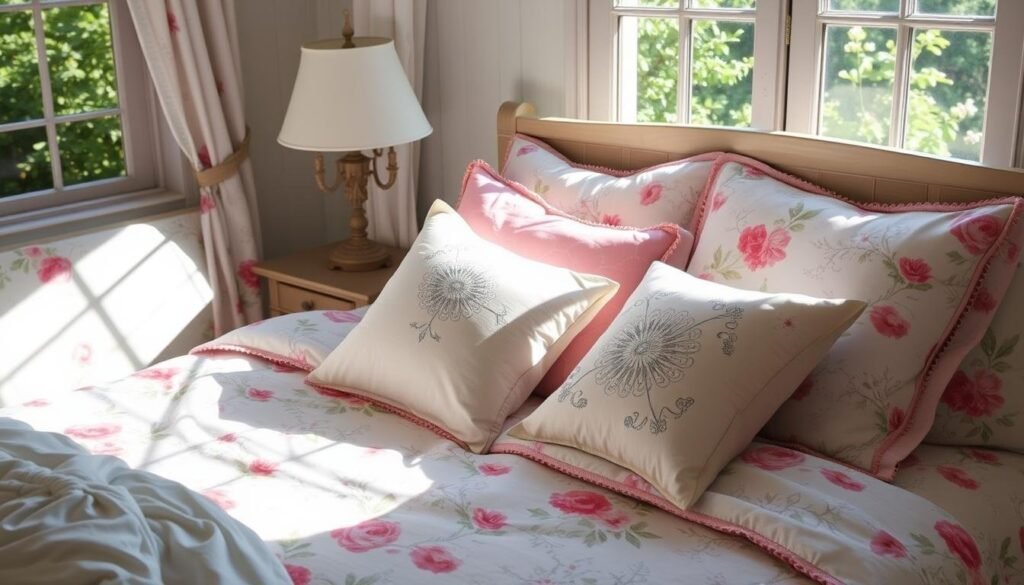spring-themed bedding and pillows