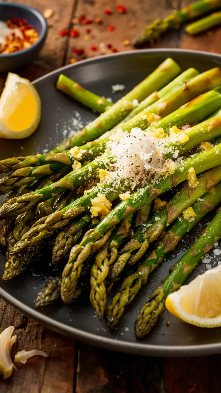 A quick and easy air fryer asparagus recipe with garlic and simple seasonings—perfect for a healthy side dish or snack!