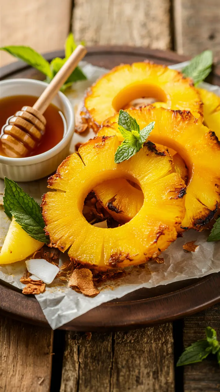 Air-Fried Pineapple with Honey Drizzle Recipe