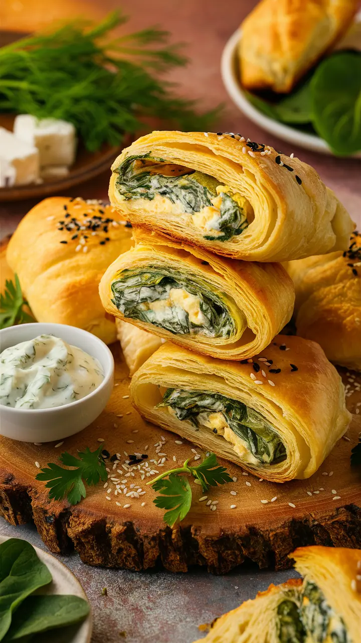 A flaky, golden pastry filled with spinach, feta, and Mediterranean flavors—made quick and easy in the air fryer!