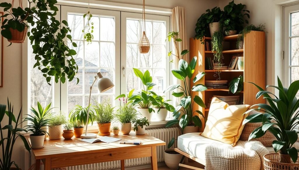 Spring Home Office with plants Spring Home Office with plants
