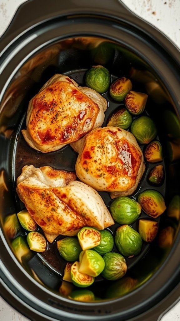 Crock pot with Balsamic Chicken and Brussels Sprouts