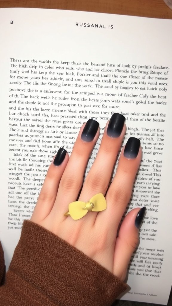 Black ombre nails with a smooth gradient effect