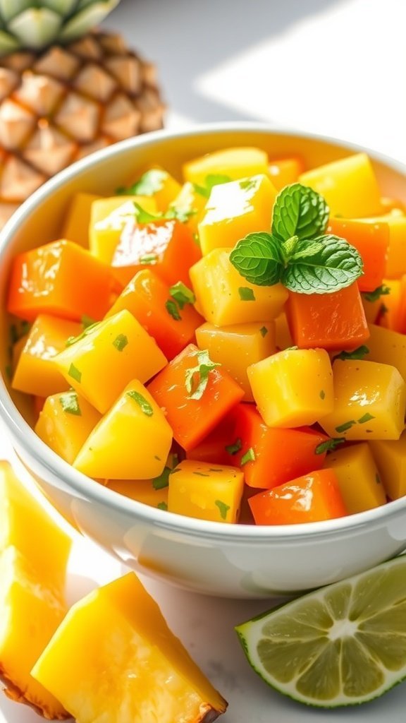 Tropical Pineapple and Mango Salad with Lime Zest