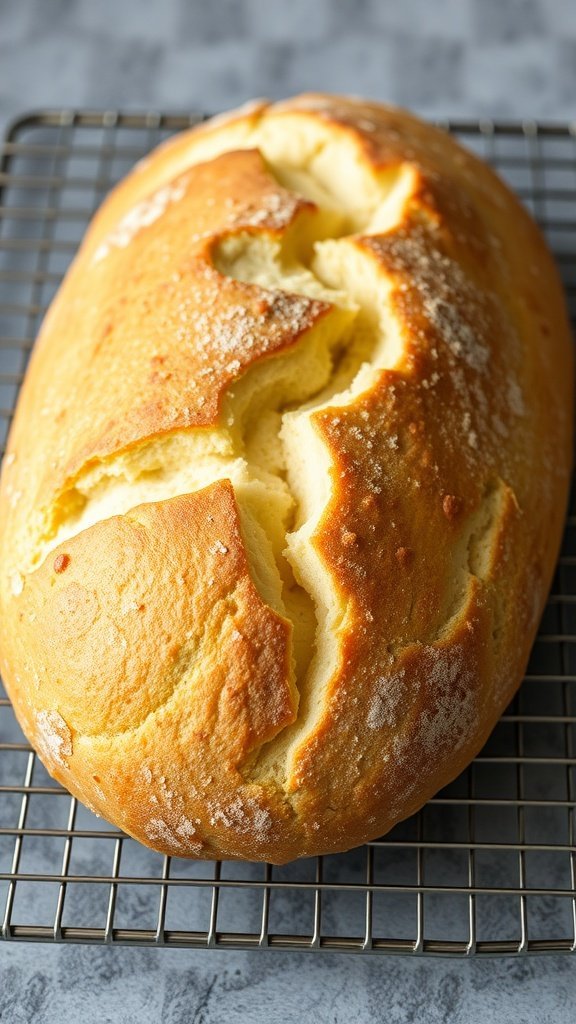 Korean Melon Bread on a cooling rack, showcasing its golden crust