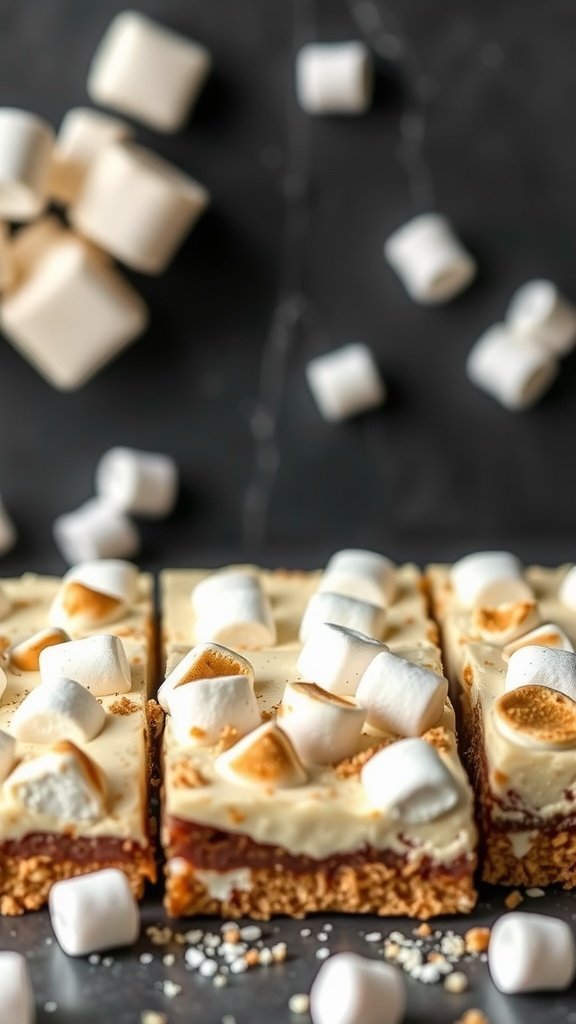 Delicious white chocolate s'mores bars topped with marshmallows