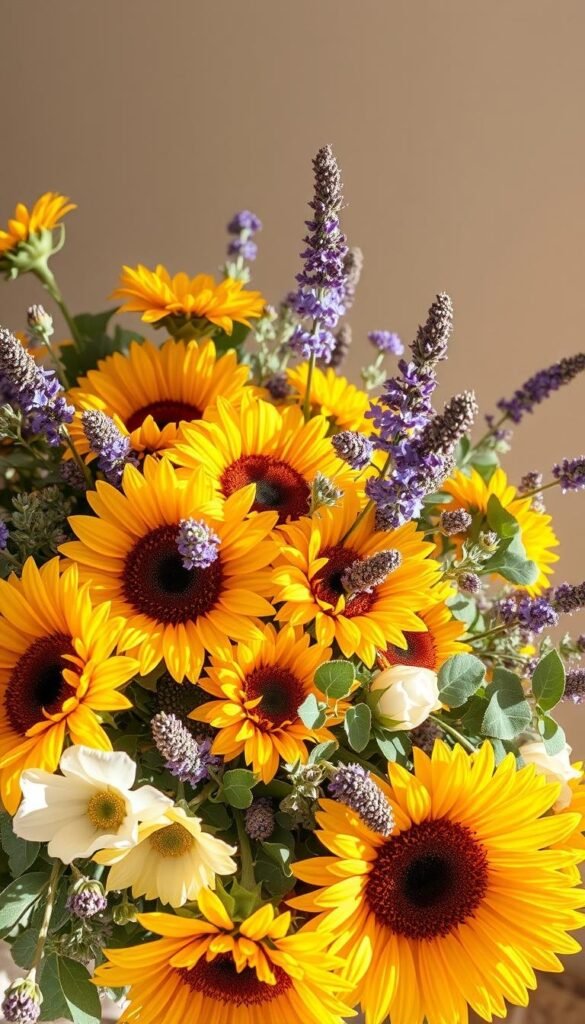 A vibrant, sun-drenched arrangement of lush summer florals, brimming with a joyful, carefree spirit. Lush blooms of sunflowers, lavender, and eucalyptus spill forth in a playful, artful composition. Soft, diffused lighting illuminates the scene, casting a warm, golden glow. Delicate petals and foliage appear to gently sway, creating a sense of movement and liveliness. The arrangement is styled with an effortless, natural elegance, inviting the viewer to bask in the essence of the season. A striking visual that captures the essence of embracing summer's vibrant floral beauty. A vibrant, sun-drenched arrangement of lush summer florals, brimming with a joyful, carefree spirit. Lush blooms of sunflowers, lavender, and eucalyptus spill forth in a playful, artful composition. Soft, diffused lighting illuminates the scene, casting a warm, golden glow. Delicate petals and foliage appear to gently sway, creating a sense of movement and liveliness. The arrangement is styled with an effortless, natural elegance, inviting the viewer to bask in the essence of the season. A striking visual that captures the essence of embracing summer's vibrant floral beauty.