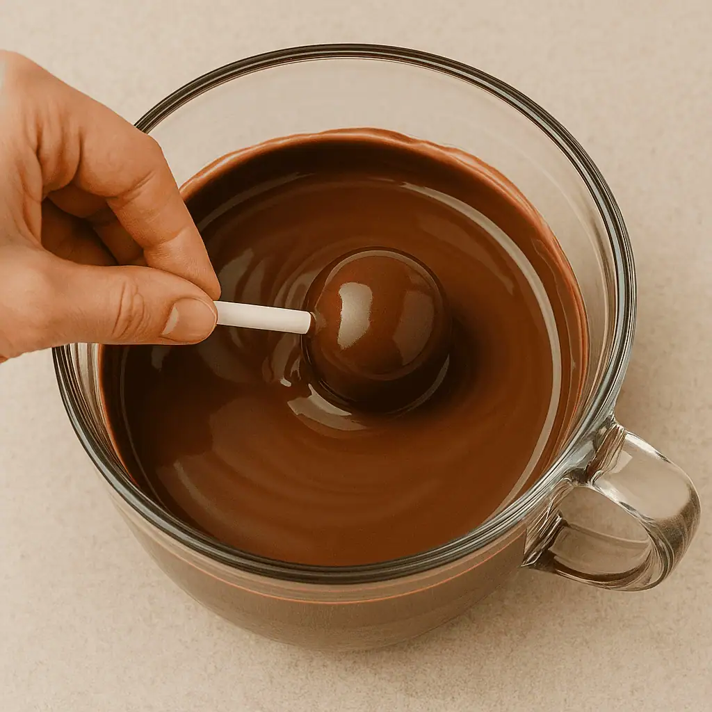 Dip & decorate: Melt coating chocolate. Dip each pop fully and gently shake off the excess. Add sprinkles while the coating is wet.