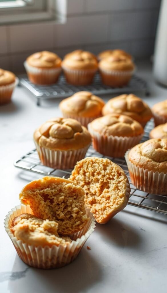 A neatly arranged kitchen counter with a selection of freshly baked muffins cooling on a wire rack. The muffins have a perfectly domed top, a golden-brown crust, and a moist, fluffy texture. Soft, diffused lighting from a nearby window illuminates the scene, casting gentle shadows and highlighting the delicate details of the pastries. In the foreground, a few muffins have been sliced open, revealing their tender, evenly-cooked interiors. The background is blurred, focusing the viewer's attention on the delectable muffins and the troubleshooting process that led to their flawless baking. A neatly arranged kitchen counter with a selection of freshly baked muffins cooling on a wire rack. The muffins have a perfectly domed top, a golden-brown crust, and a moist, fluffy texture. Soft, diffused lighting from a nearby window illuminates the scene, casting gentle shadows and highlighting the delicate details of the pastries. In the foreground, a few muffins have been sliced open, revealing their tender, evenly-cooked interiors. The background is blurred, focusing the viewer's attention on the delectable muffins and the troubleshooting process that led to their flawless baking.