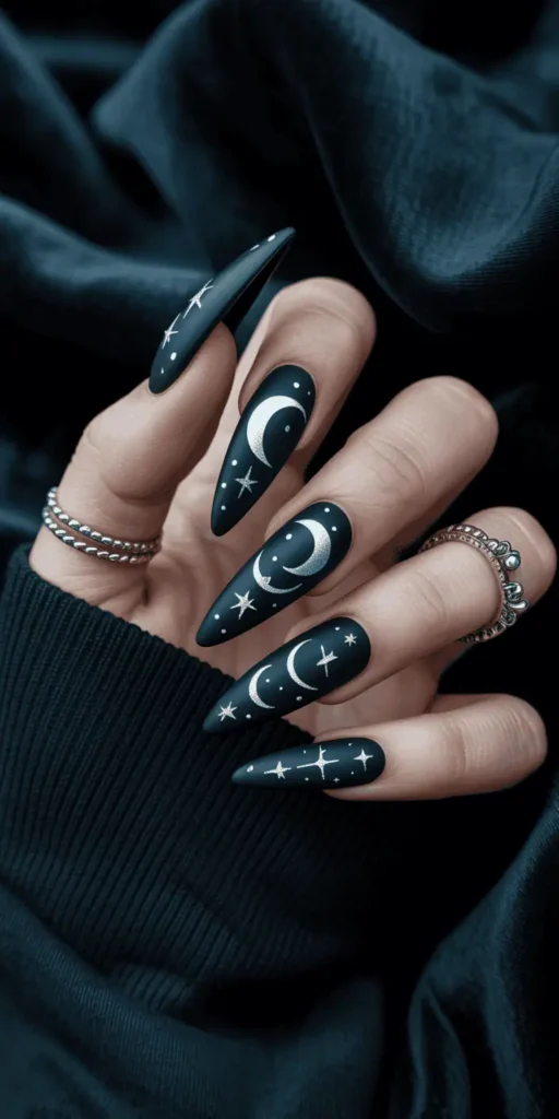 Channel your inner sorceress with mystical symbols, black cats, crescent moons, and dark purples. This enchanting style is perfect for a sleek, magical aesthetic that still screams Halloween.