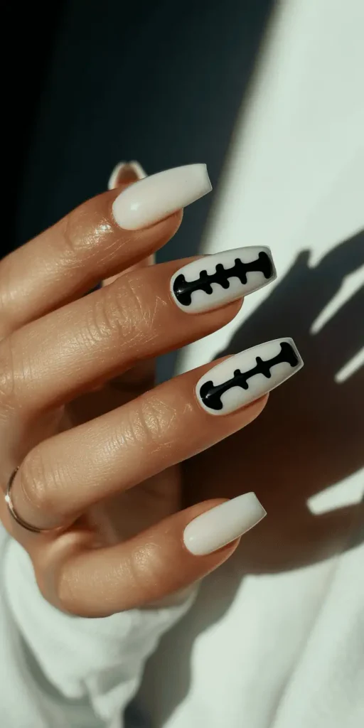Bold and detailed, skeleton bone art adds a chilling edge. Perfect for long nails and coffin shapes, this look pairs well with minimal accessories for maximum impact.